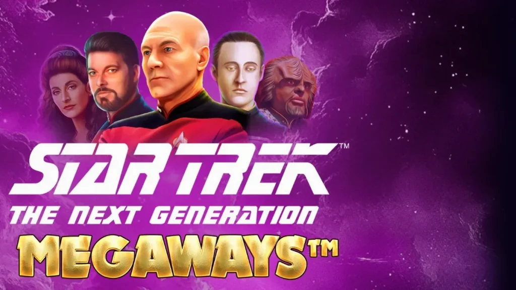 Tampilan antarmuka slot Star Trek: The Next Generation Megaways dengan tema luar angkasa.