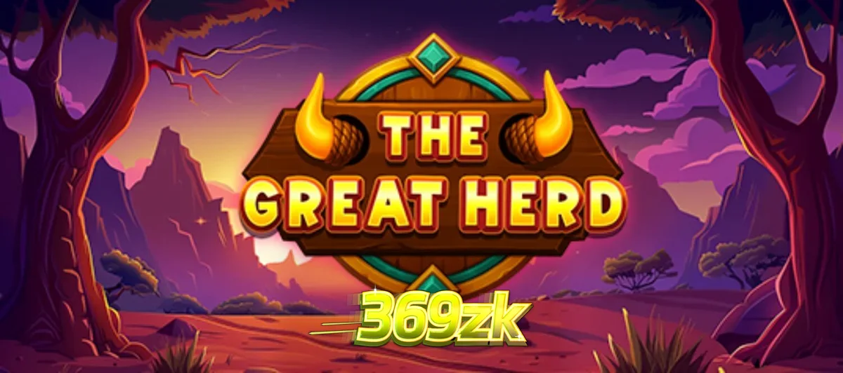 Tampilan visual slot The Great Herd dengan latar belakang sabana Afrika yang megah.